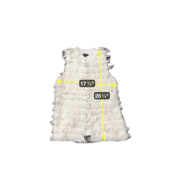 Rampage Womens Sleeveless White Fringe Knit Sweater Vest SZ Large - Picture 8 of 9